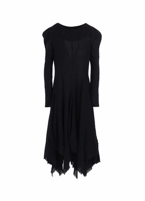 STRIPE GAUZE PUFF DRESS Chic Comfort