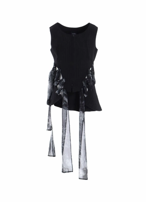 Robust STRIPE RIBBON LACE-UP VEST