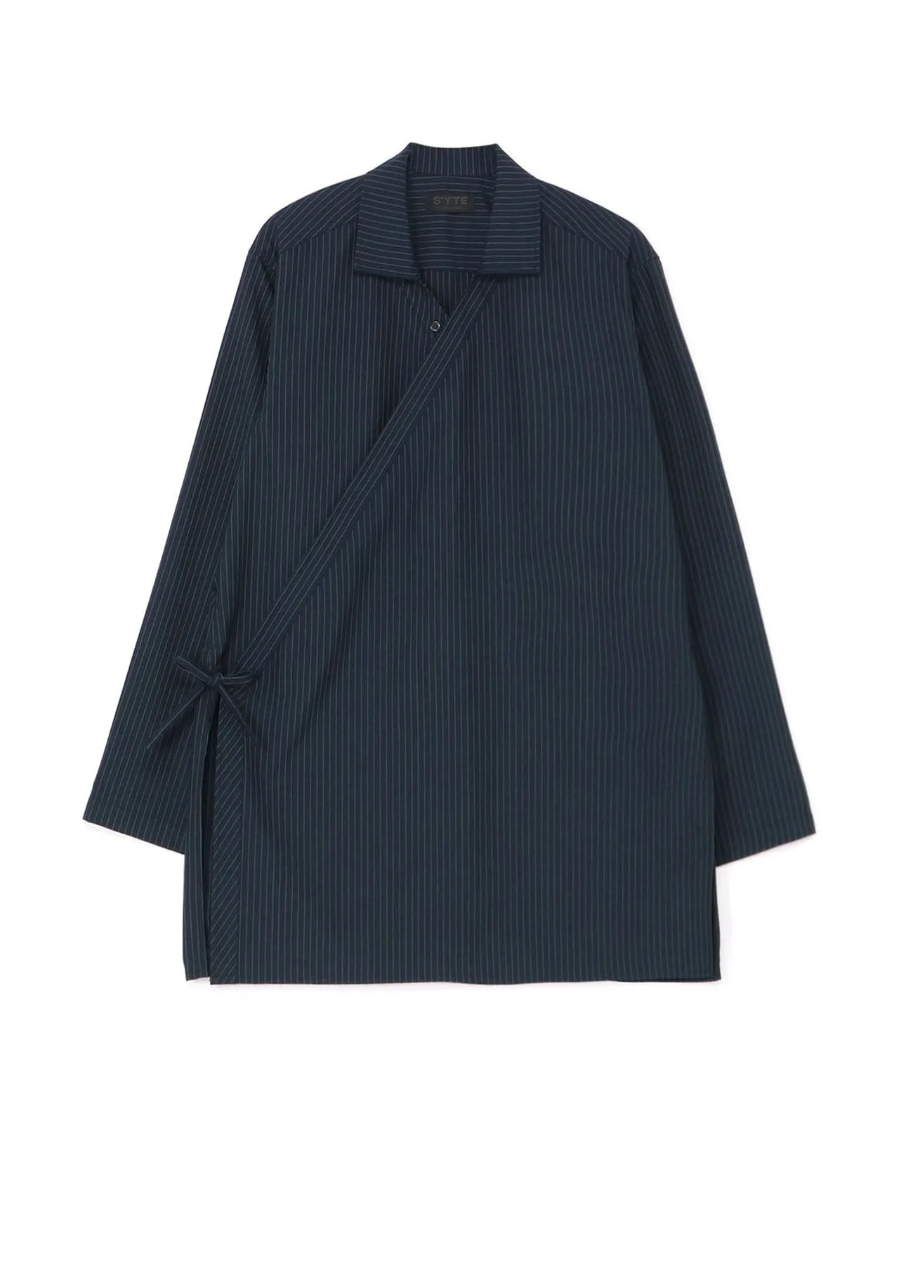 STRIPED ETHNIC WRAP SHIRT Shimmer Effect