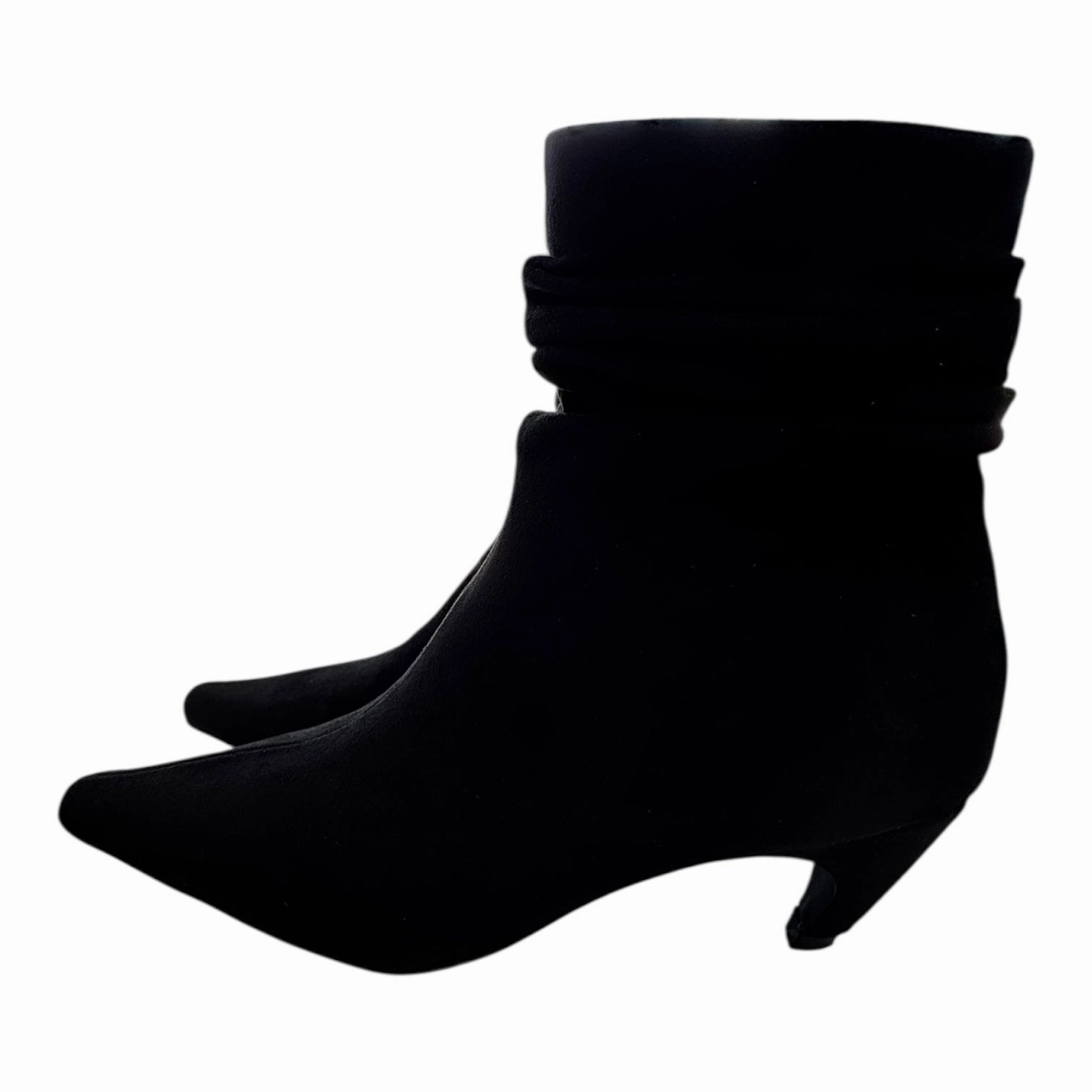 Casual Comfort Thick Grip Boots Ankle Heels By Msonlydn In Black Suede, Size:6