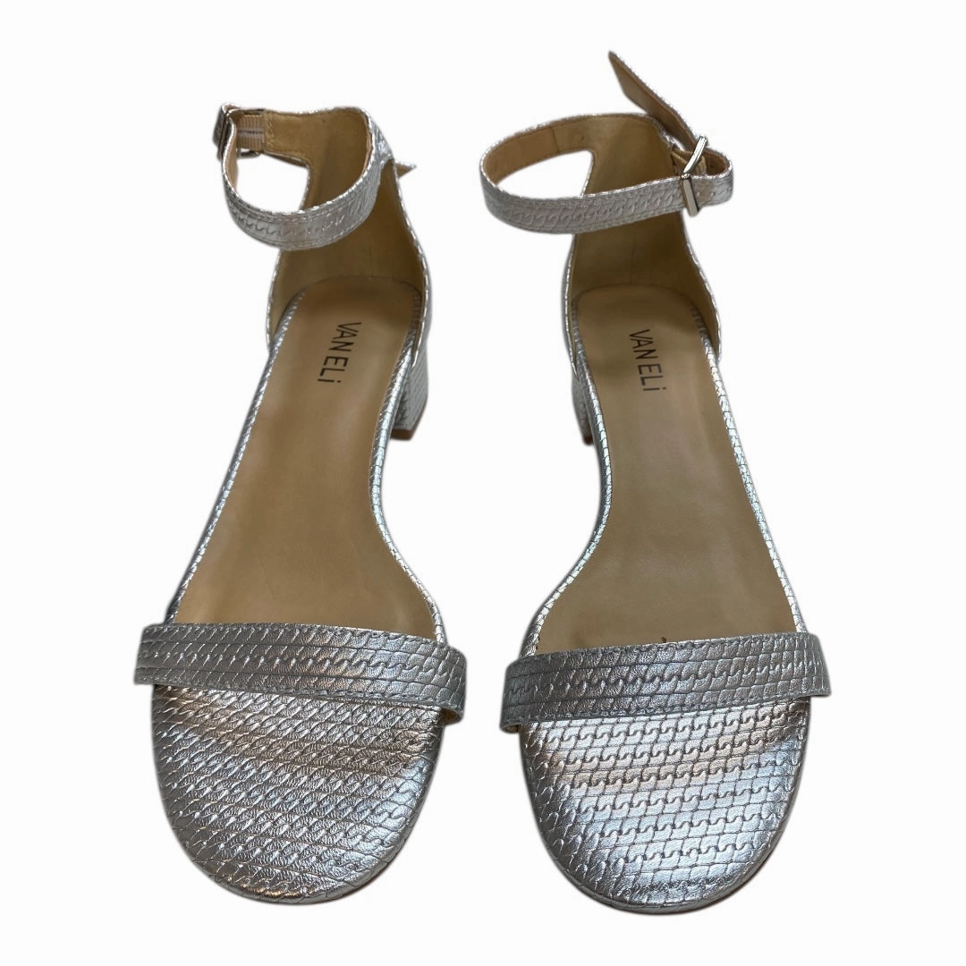 Sandals Heels Kitten By Michael By Michael Kors In Grey, Size:8.5 Open Finish Canvas