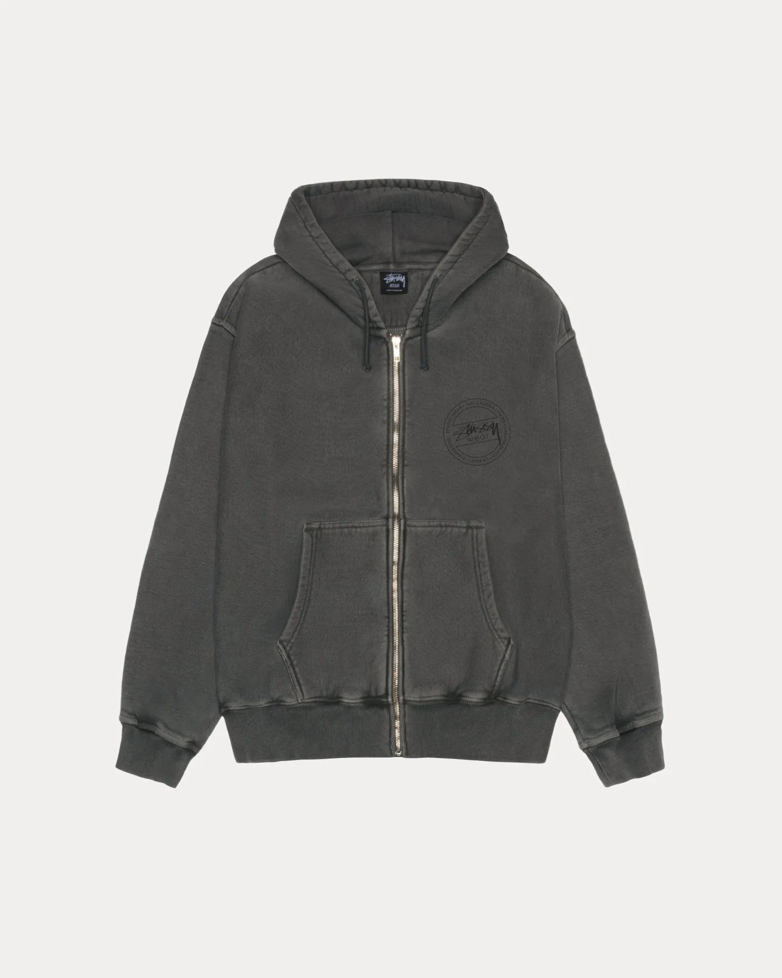 STUSSY WEAR PIG. DYED ZIP HOOD Yoga Friendly Rough texture
