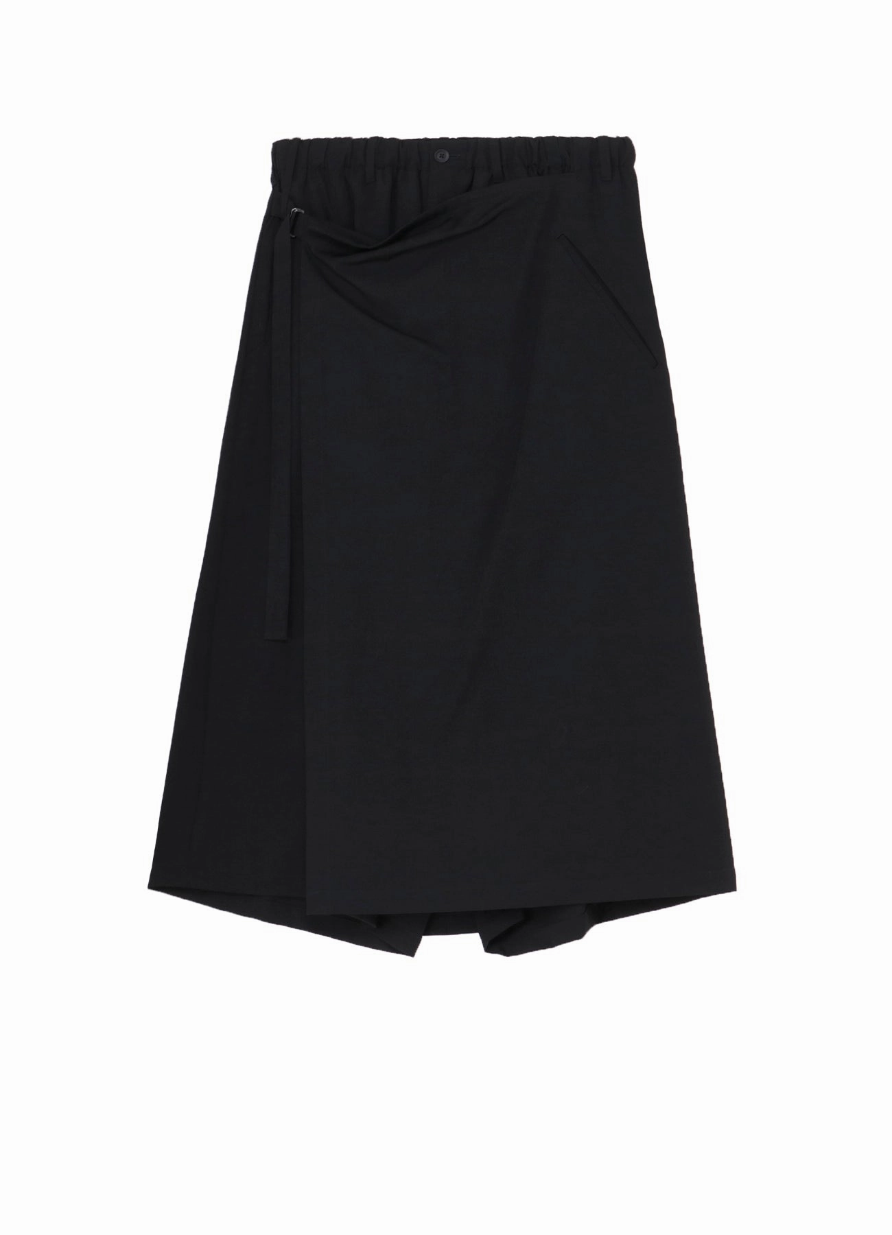 Cropped hem Stretchy Waist WOOL GABARDINE WRAP PANTS