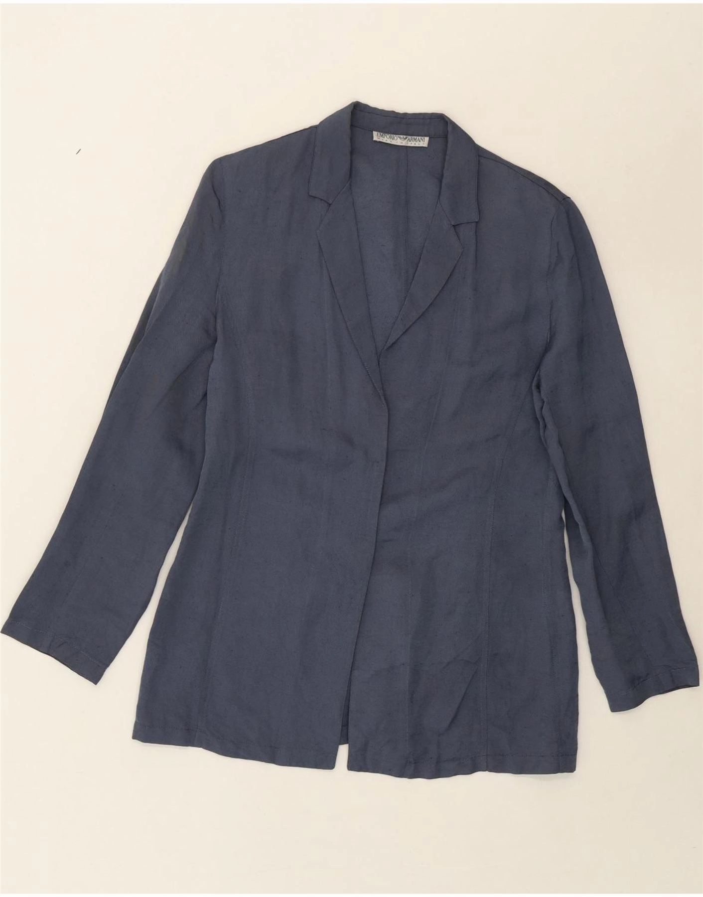 EMPORIO ARMANI Womens Blazer Jacket UK 12 Medium Navy Blue Stylish Precision