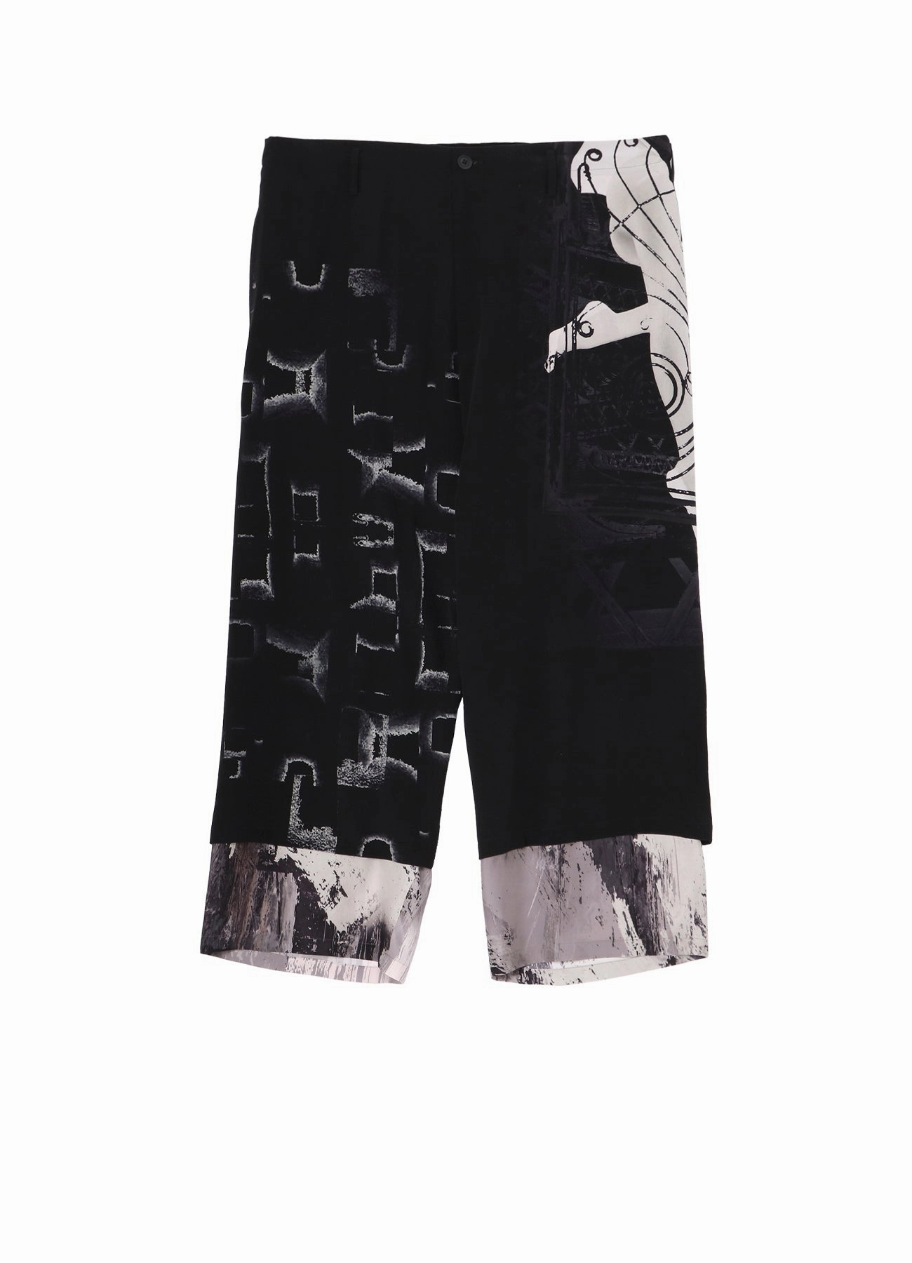 LAYERED PRINT PANTS Light Fabric Comfy Waist