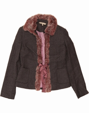 Modern Look Sharp Business Look LAURA ASHLEY Womens Blazer Jacket UK 12 Medium  Grey Polka Dot Wool