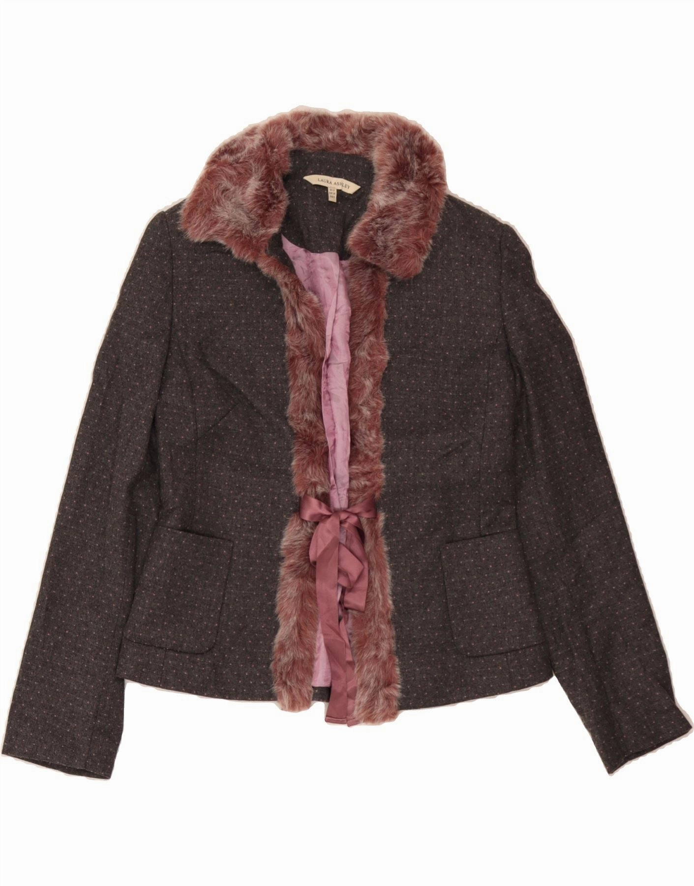 Modern Look Sharp Business Look LAURA ASHLEY Womens Blazer Jacket UK 12 Medium  Grey Polka Dot Wool