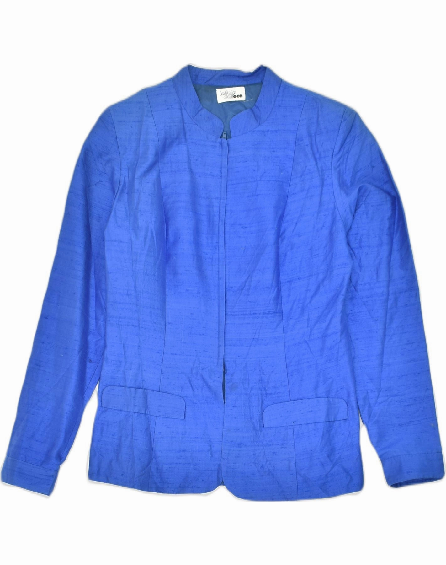 Refined Office Wear Timeless Wear VINTAGE Womens Blazer Jacket UK 12 Medium Blue Viscose