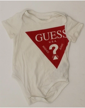 GUESS Baby Girls Graphic Bodysuit 6-9 Months White Cotton Work Unisex Beach Dynamic