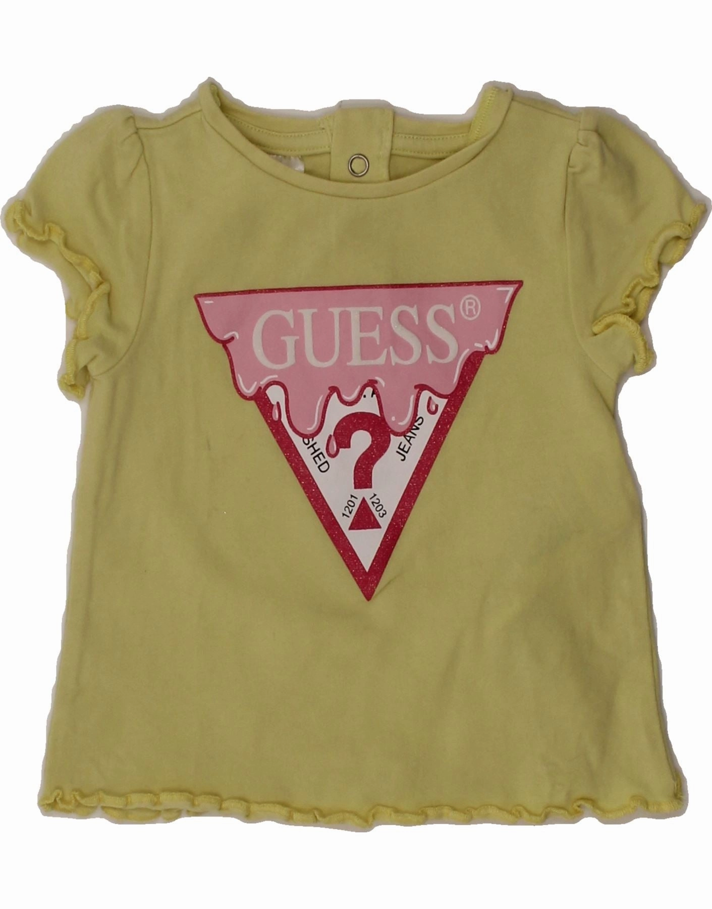 GUESS Baby Girls Graphic T-Shirt Top 3-6 Months Green Cotton Organic Cotton Sports Ready