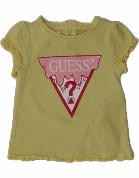 GUESS Baby Girls Graphic T-Shirt Top 3-6 Months Green Cotton Organic Cotton Sports Ready