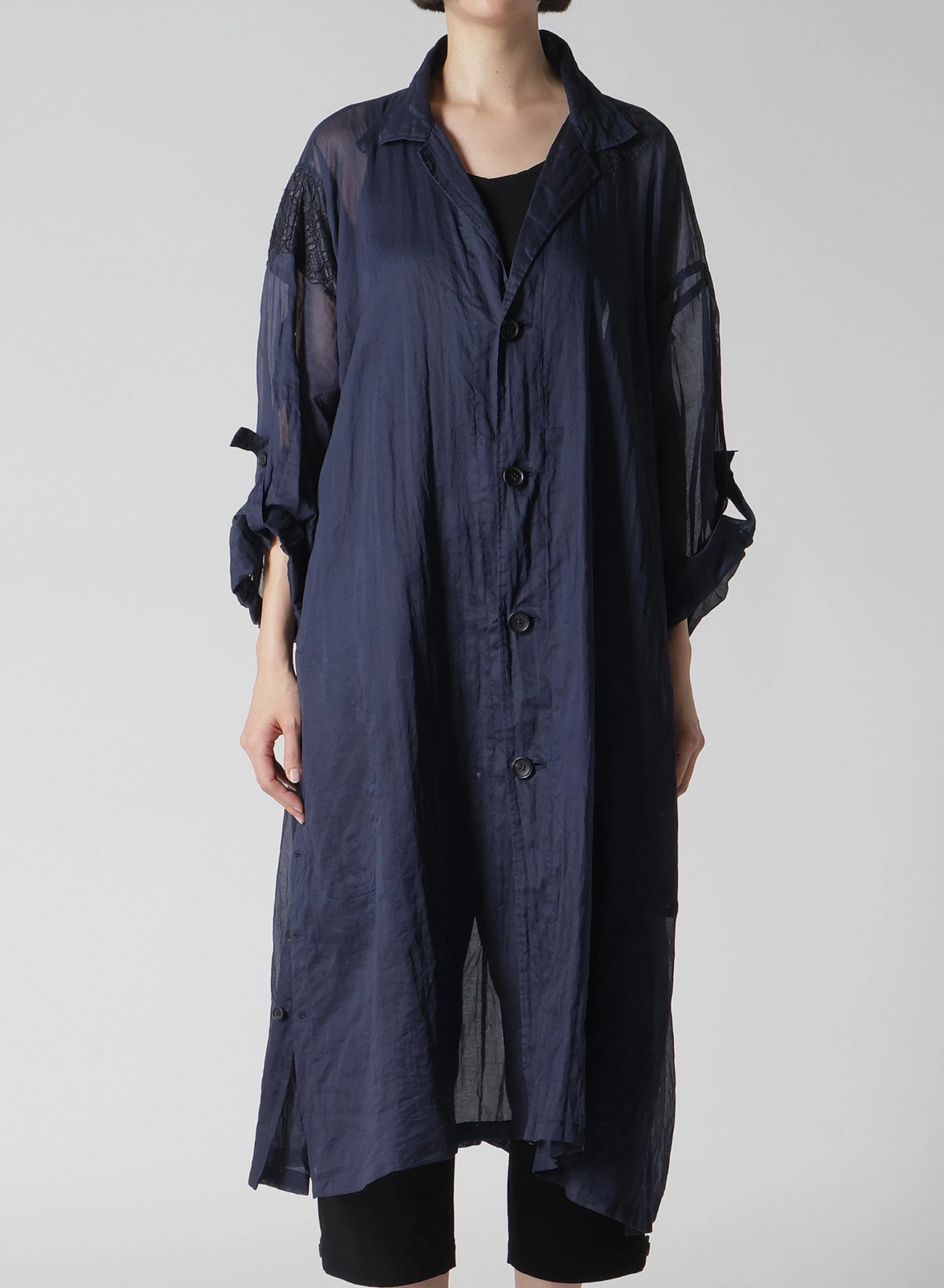 Light Travel Piece COTTON ORGANZA LAWN SIDE GATHER DETAIL COAT B