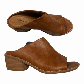 Sandals Heels Block By Sofft In Brown, Size:9.5 cushioning technology