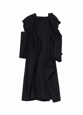 SUN DRYING SUPER100 MELTON BOX DETAIL STOLE COLLAR COAT Comfortable fit