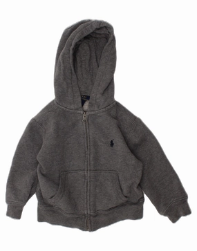 POLO RALPH LAUREN Baby Boys Zip Hoodie Sweater 18-24 Months Grey Cotton Essential Layer