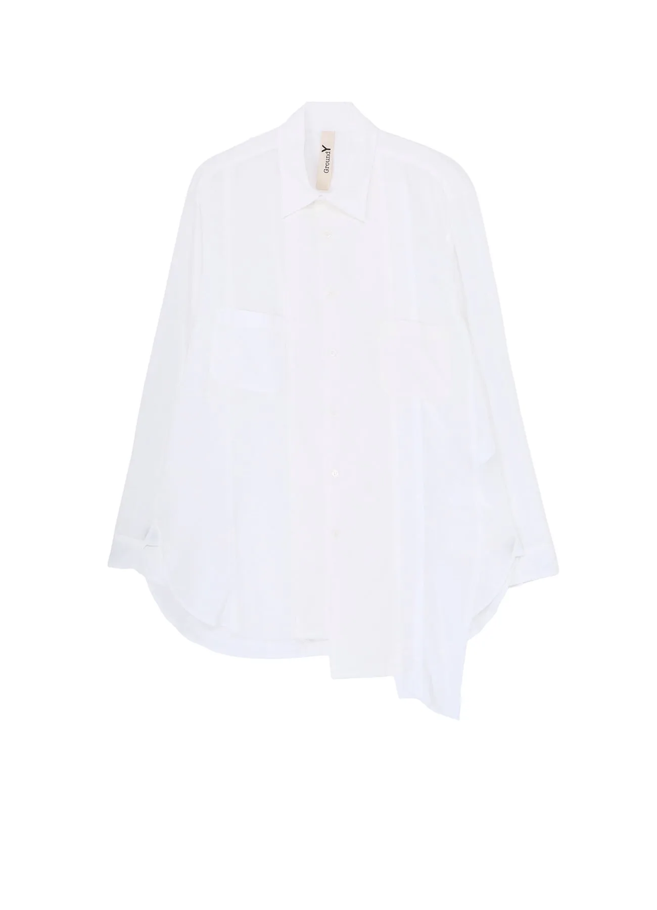 Bold Hue Layering Piece SWITCHING MATERIAL FRONT PANAL STANDARD WHITE SHIRT