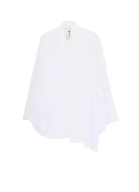 Bold Hue Layering Piece SWITCHING MATERIAL FRONT PANAL STANDARD WHITE SHIRT