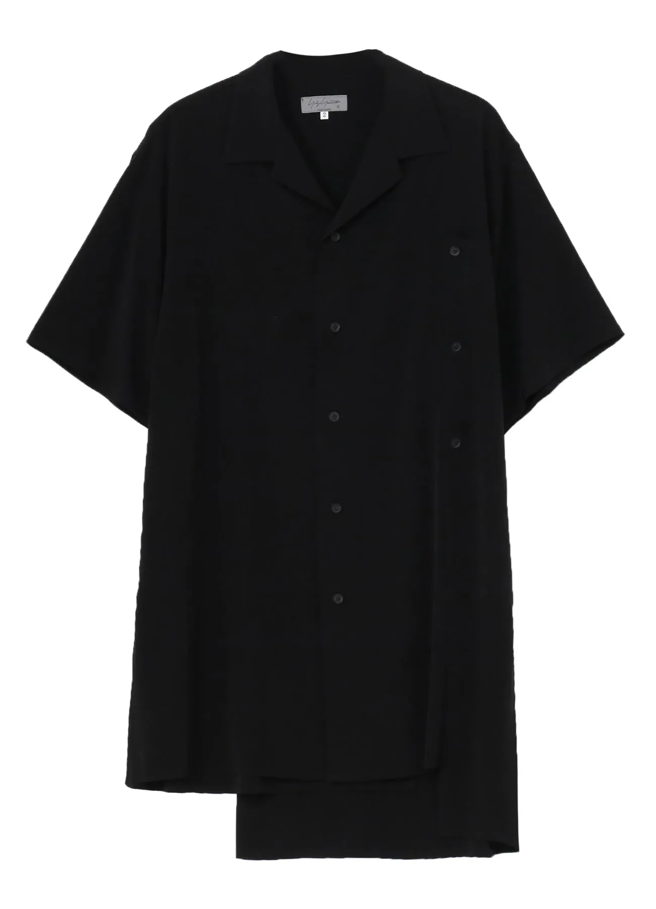 adult clothing Hidden Button Placket TA TUXEDO LAYERED SHORT SLEEVE BLOUSE