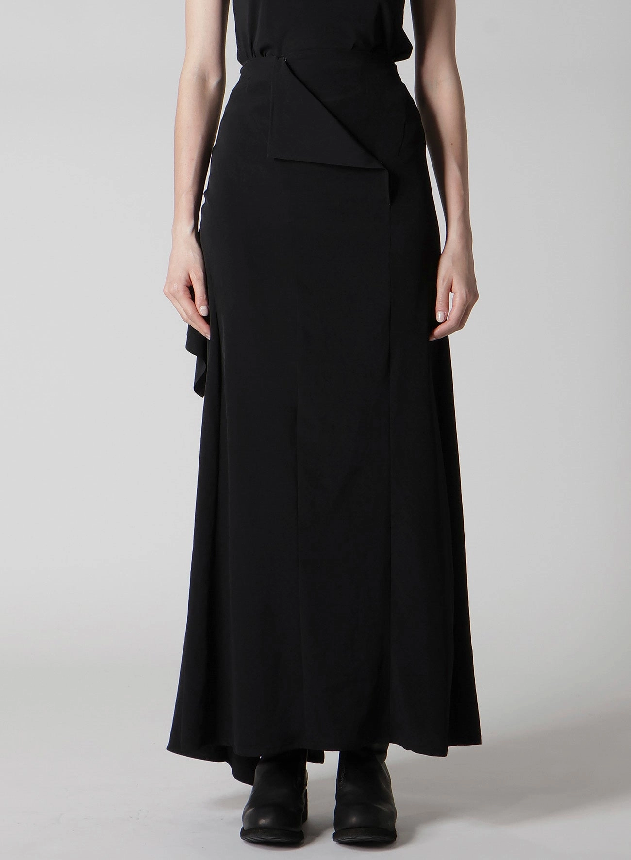 Ruffle Hem TA/PE CREPE DE CHINE B DRAPED HIGH WAIST SKIRT