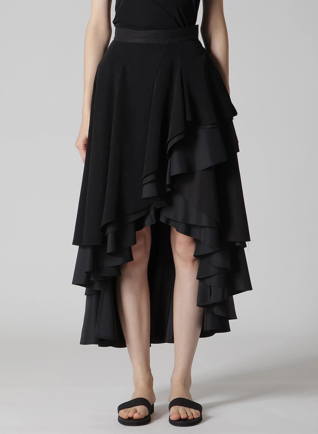 TA/PE CREPE DE CHINE ROUNDED LONG SKIRT Vintage Style