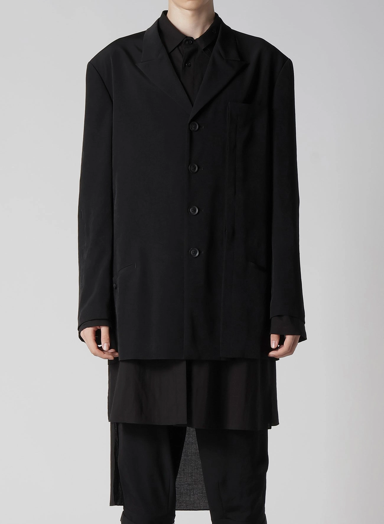 Drop Hem Position TA TUXEDO BUTTON DETAIL JACKET