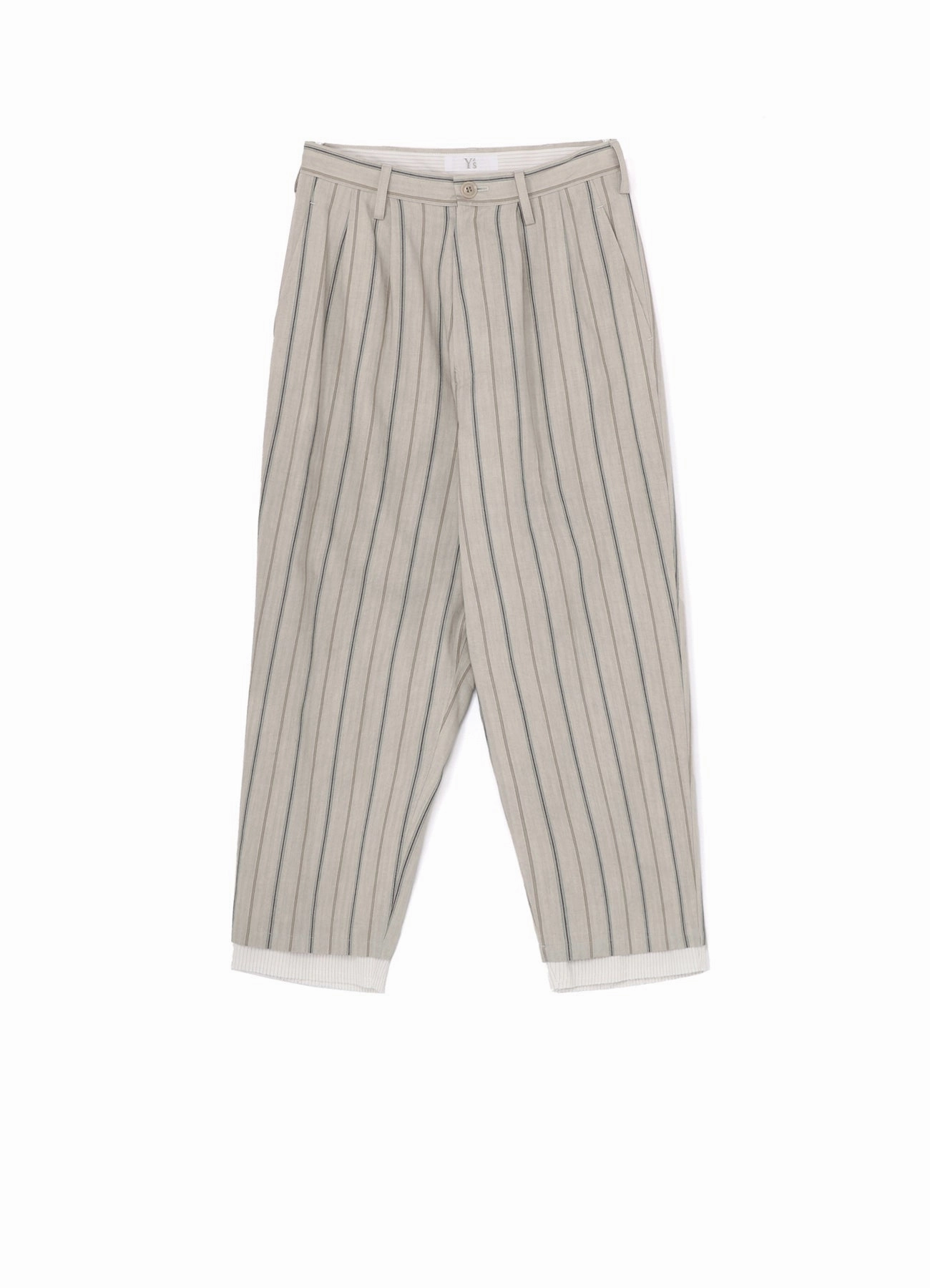 COTTON STRIPE INK DYED DOUBLE TUCK TAPERED PANTS Quick Comfort Classy Fit