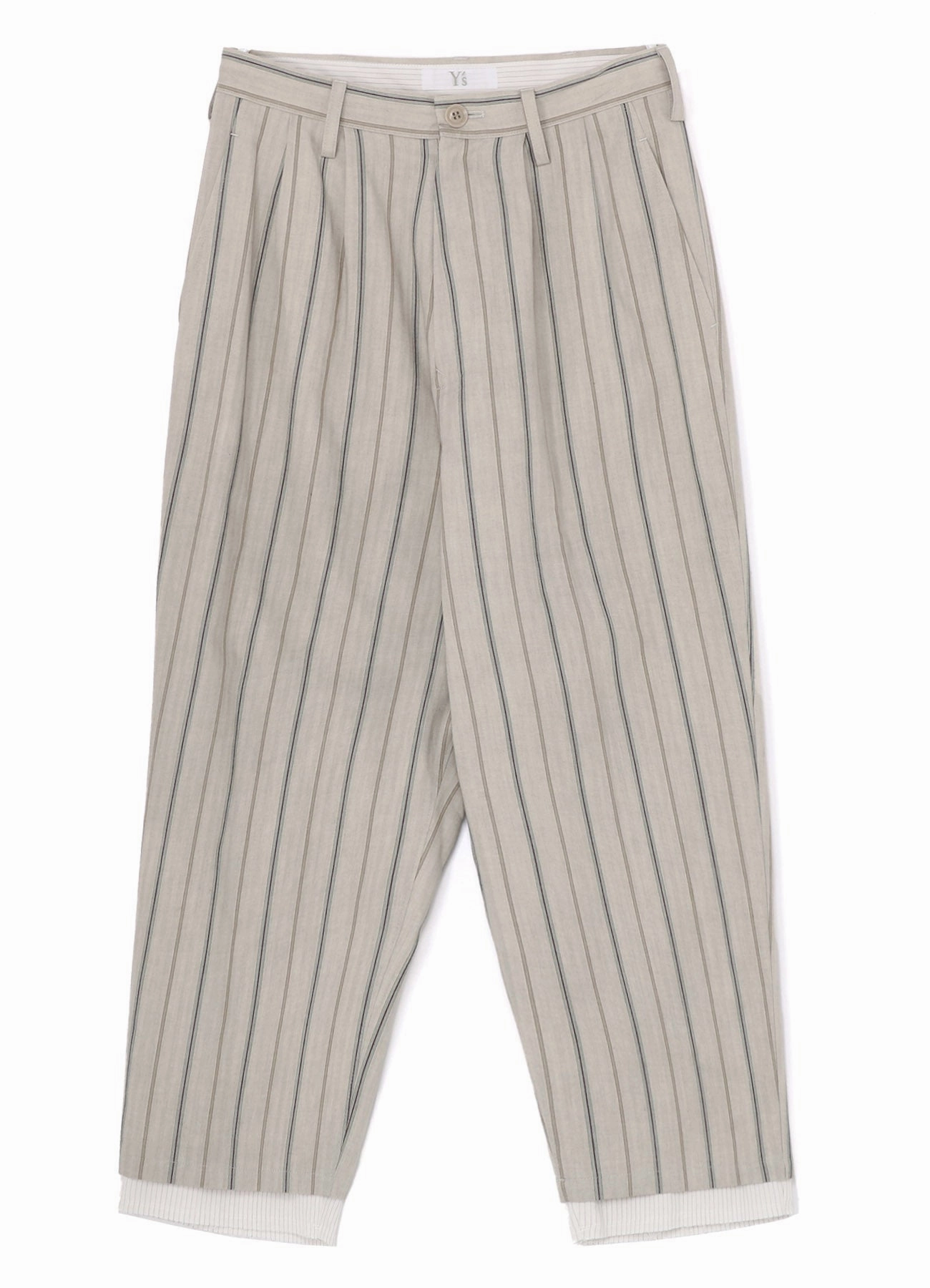 COTTON STRIPE INK DYED DOUBLE TUCK TAPERED PANTS Vintage Wash