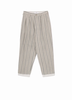 COTTON STRIPE INK DYED DOUBLE TUCK TAPERED PANTS Quick Comfort Classy Fit