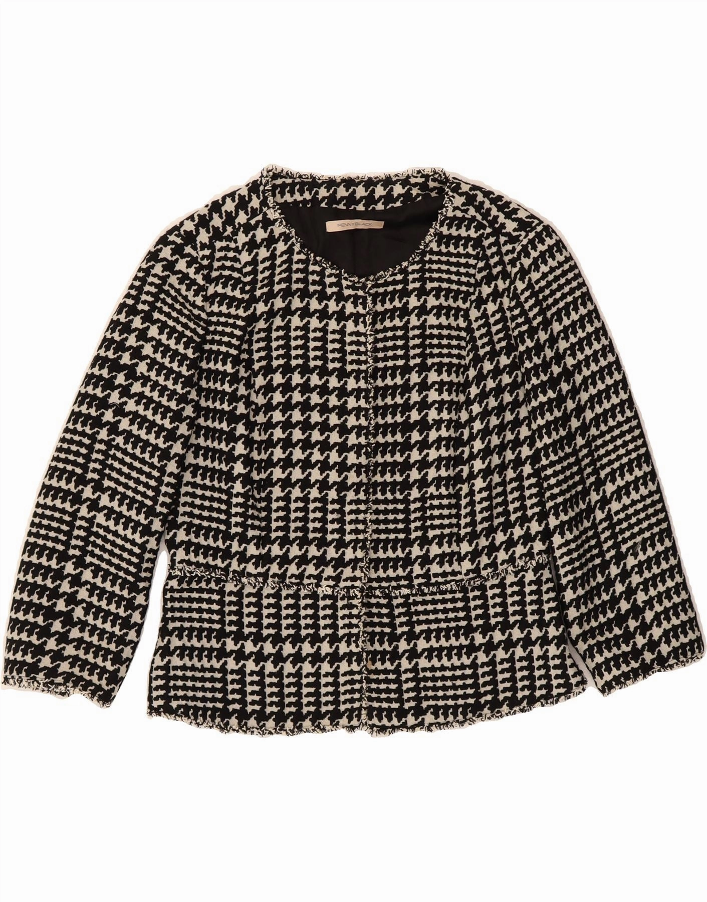 PENNY BLACK Womens Blazer Jacket UK 10 Small Black Houndstooth Acrylic Workwear Essential