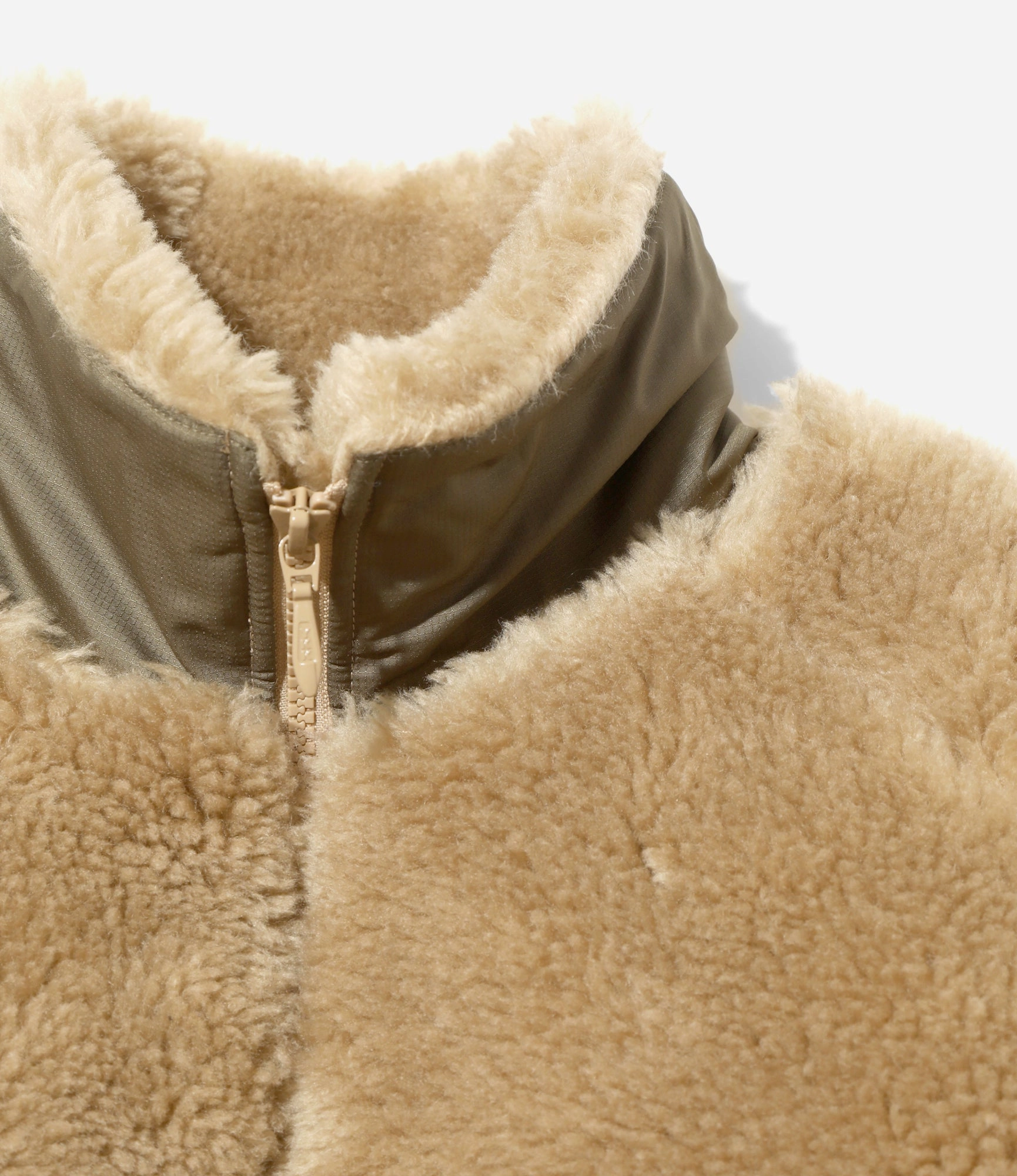 Faux Fur Jacket ?C Beige Hooded style Outer Chill Piece