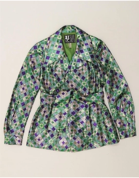 YVETTE Womens Blazer Jacket IT 38 XS Green Geometric Sharp Tailoring Smart Casual