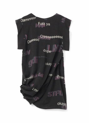 Net Slang Print B Cross Side Dress Drawstring-Closure Clean Fit