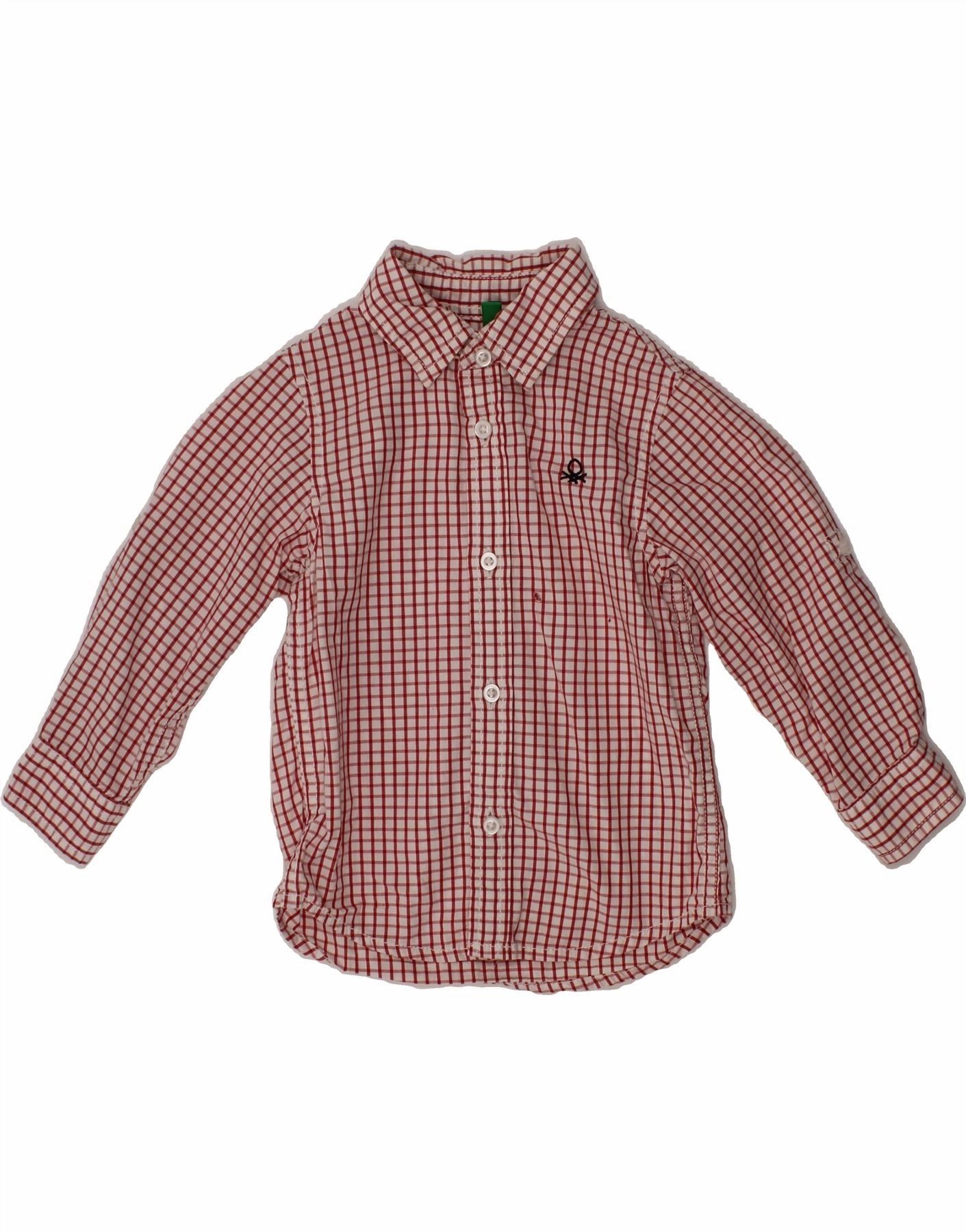 fade resistant color BENETTON Baby Boys Shirt 9-12 Months Red Check Cotton