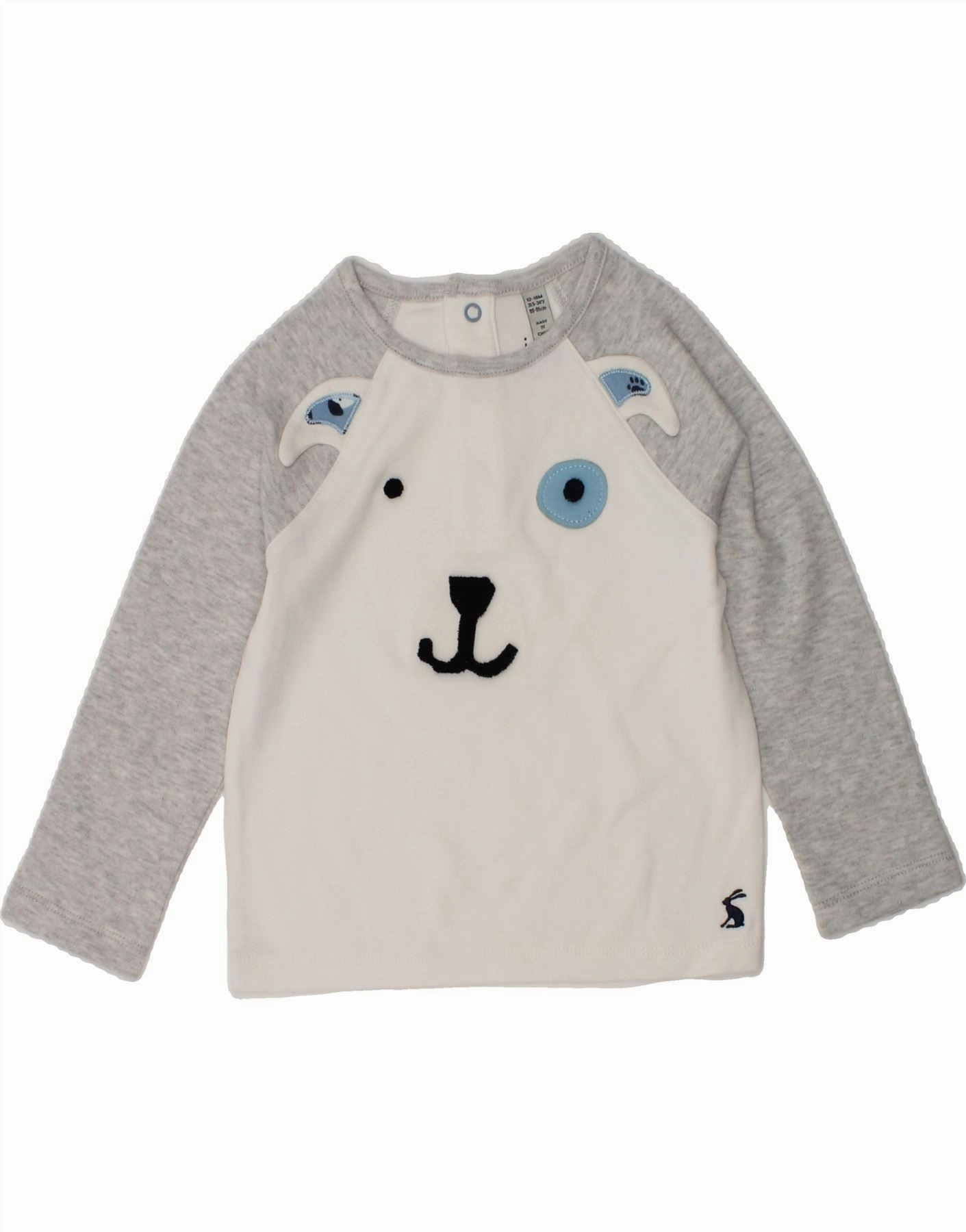 Non Restrictive Fit JOULES Baby Boys Graphic Top Long Sleeve 12-18 Months Grey Colourblock