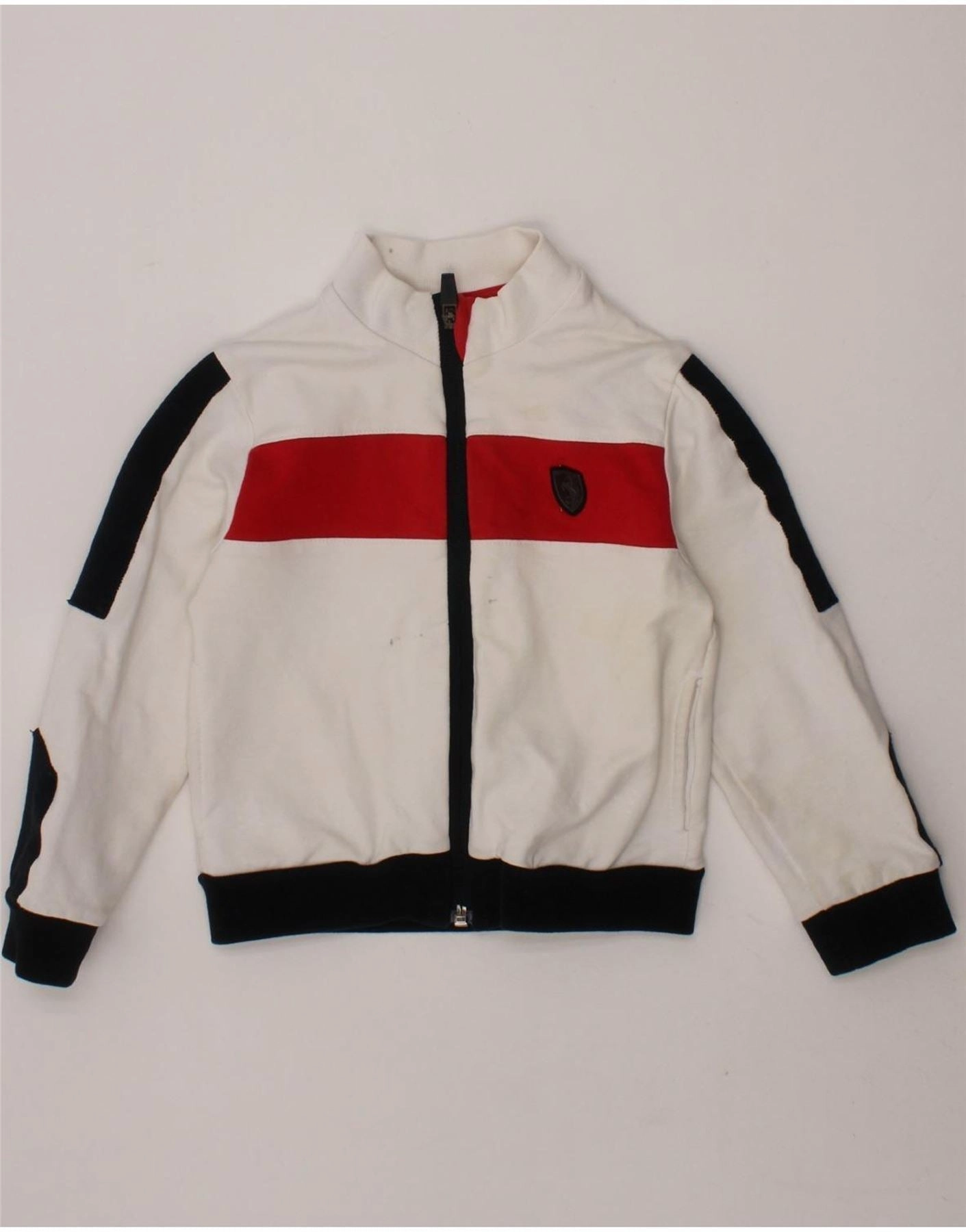 FERRARI Baby Boys Tracksuit Top Jacket 18-24 Months White Colourblock Hold Casual