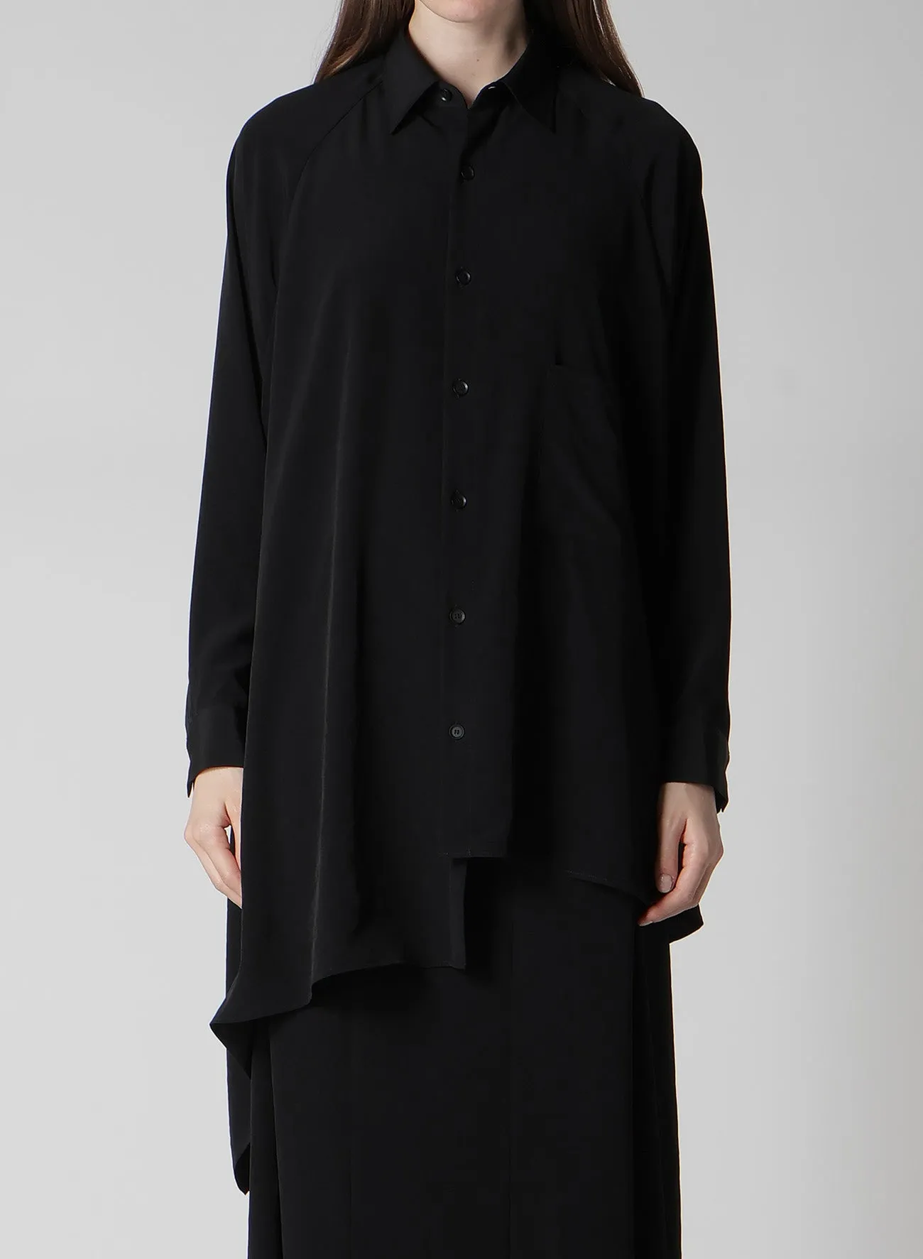 TA/PE CREPE DE CHINE RAGLAN LONG SLV BLOUSE Versatile Layering