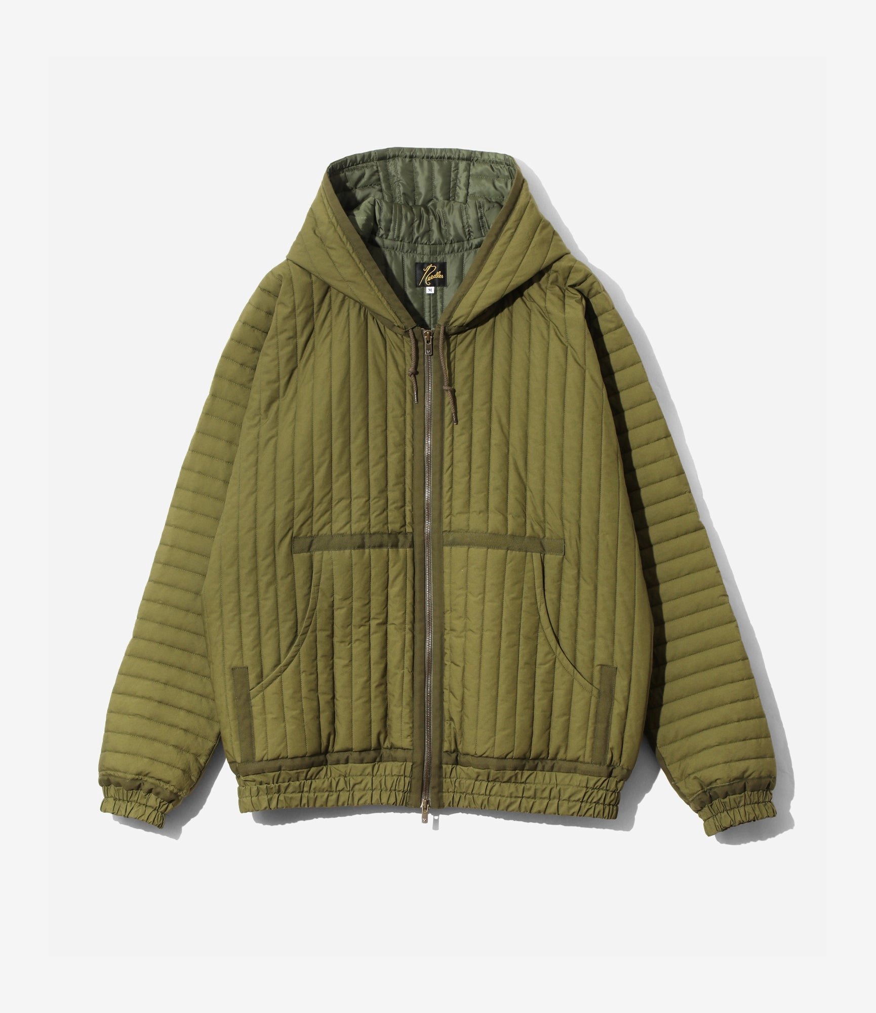 Taped Quilted Hoodie ?C Olive Poplin Wind Resistant Lining Practical Layer