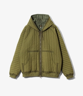 Taped Quilted Hoodie ?C Olive Poplin Wind Resistant Lining Practical Layer