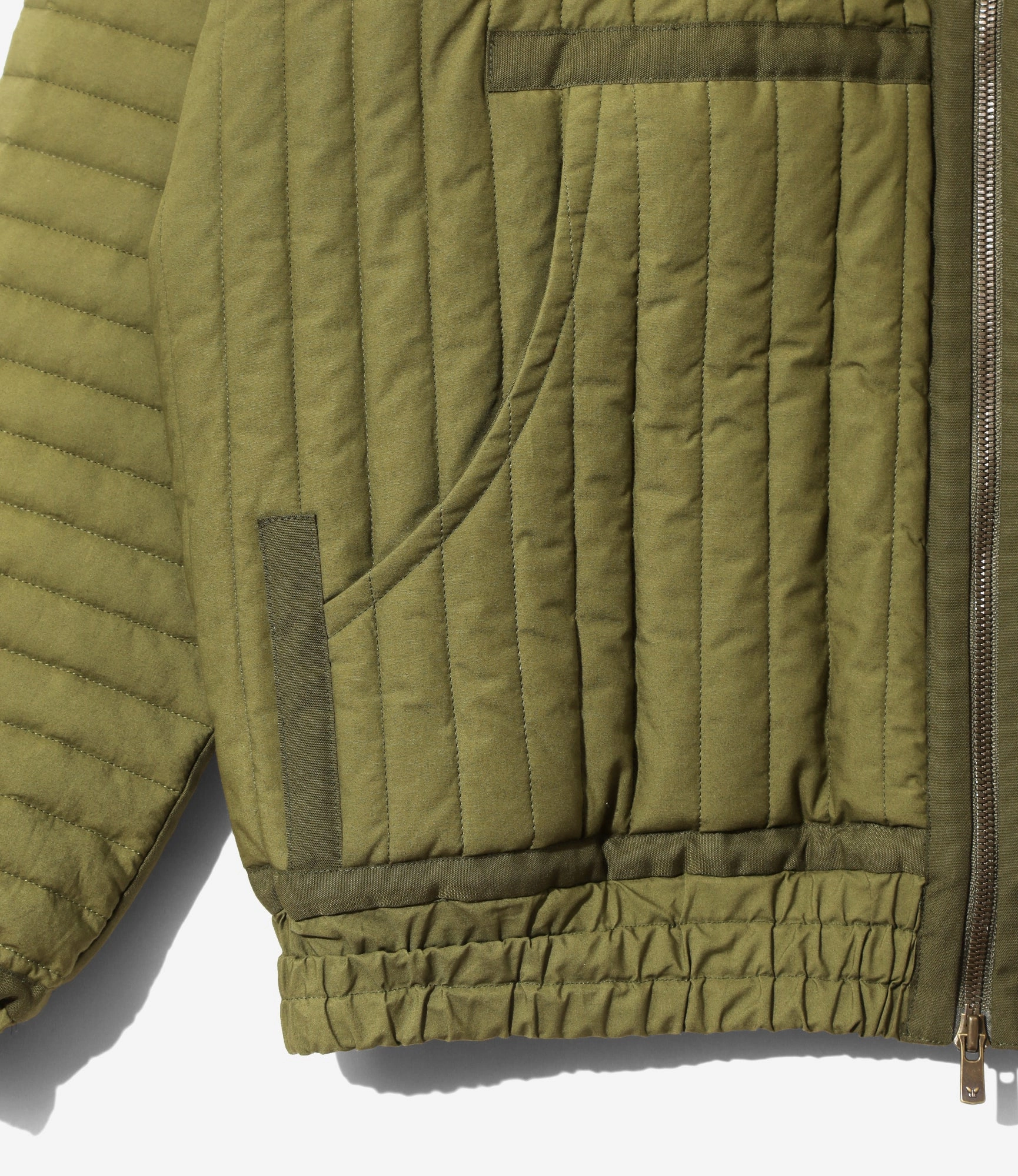 Taped Quilted Hoodie ?C Olive Poplin Anti Pilling Surface