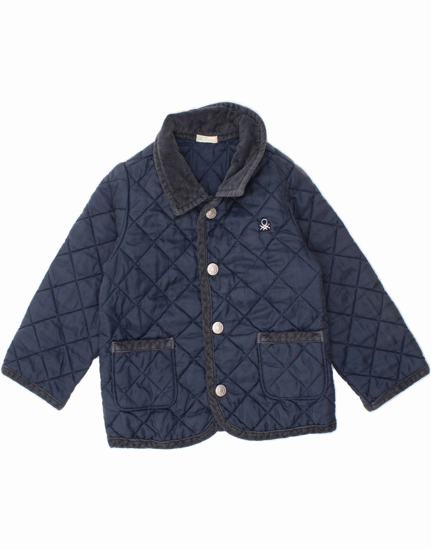 BENETTON Baby Boys Quilted Jacket 9-12 Months Navy Blue Nylon Market