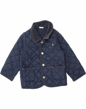 BENETTON Baby Boys Quilted Jacket 9-12 Months Navy Blue Nylon Market