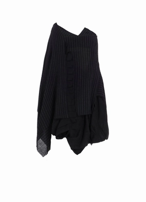 rainy - day gear Optimize STRIPE GAUZE PLEATS CONBINATION SKIRT