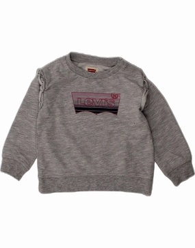 LEVI'S Baby Girls Graphic Sweatshirt Jumper 12-18 Months Grey Flecked quick dry
