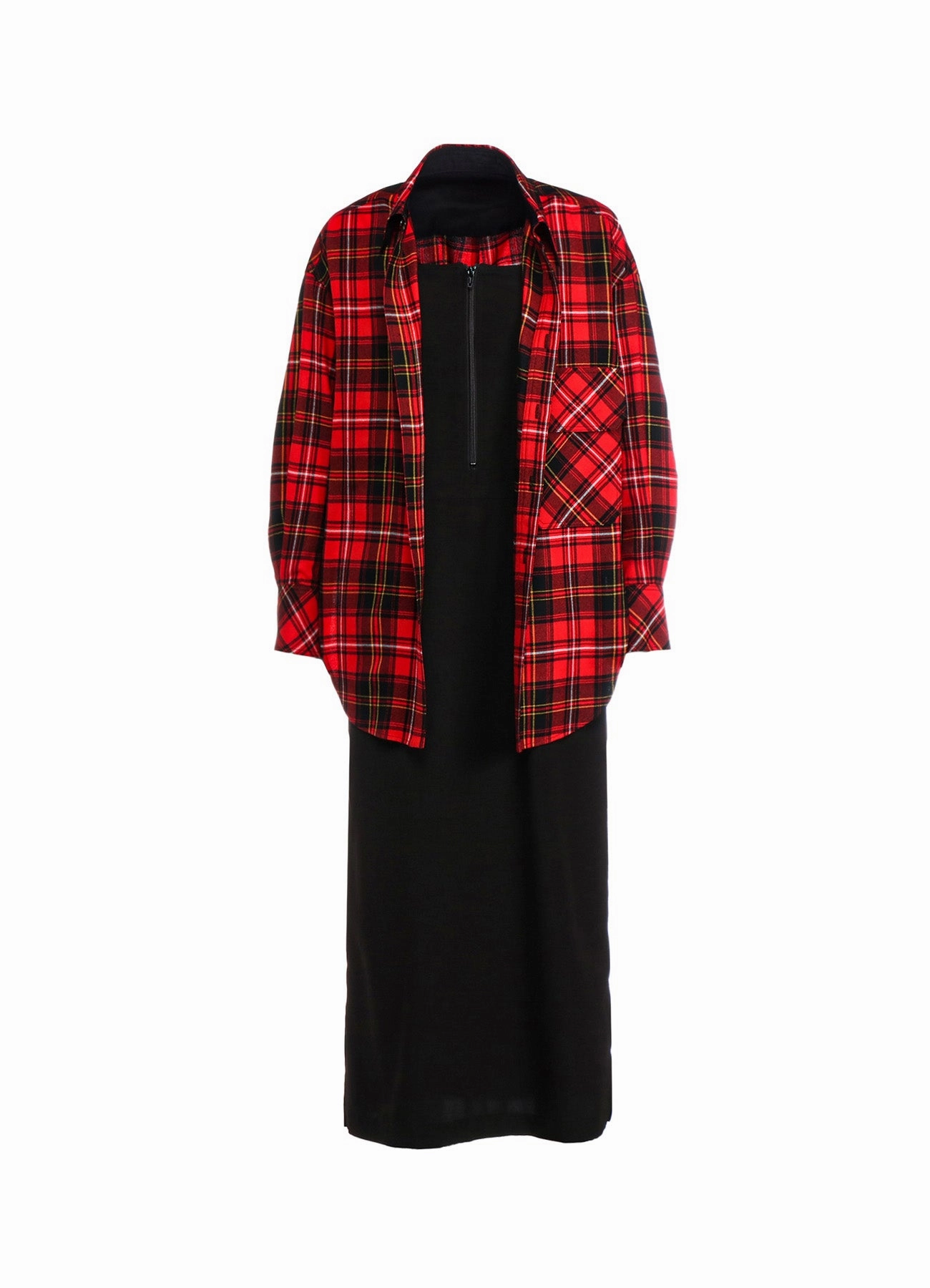 luxe feel Chic and Stylish TARTAN CHECK DOUBLE LAYERED DRESS