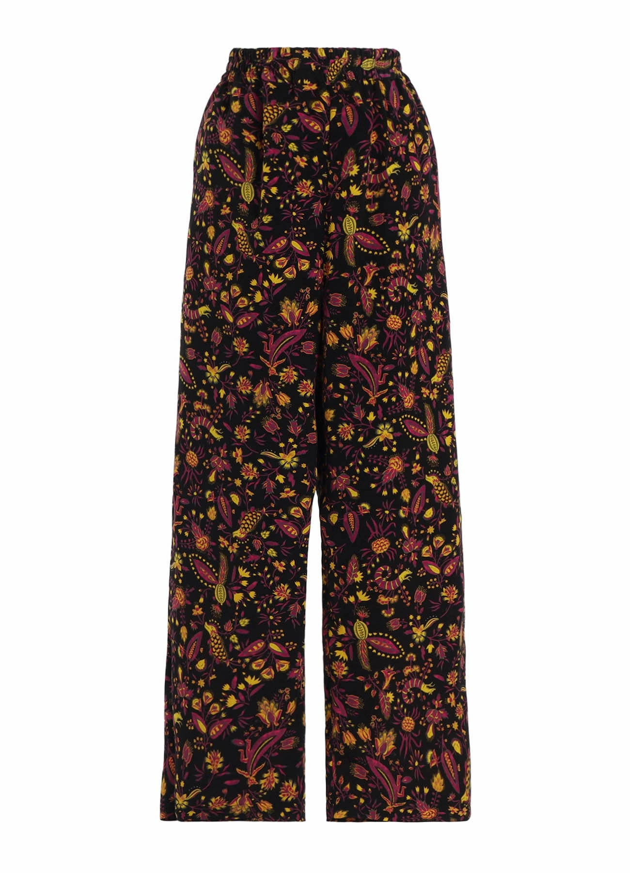 Light Stretch Reinforced Pockets FLOWER PRINT ELASTIC WAIST PANTS