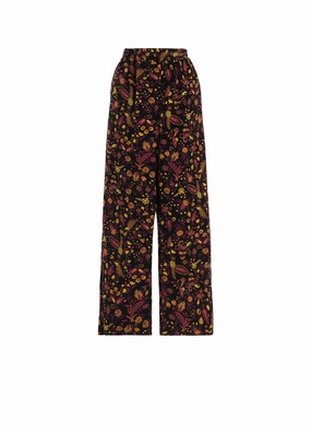 Stretchy Waist All Time Use FLOWER PRINT ELASTIC WAIST PANTS