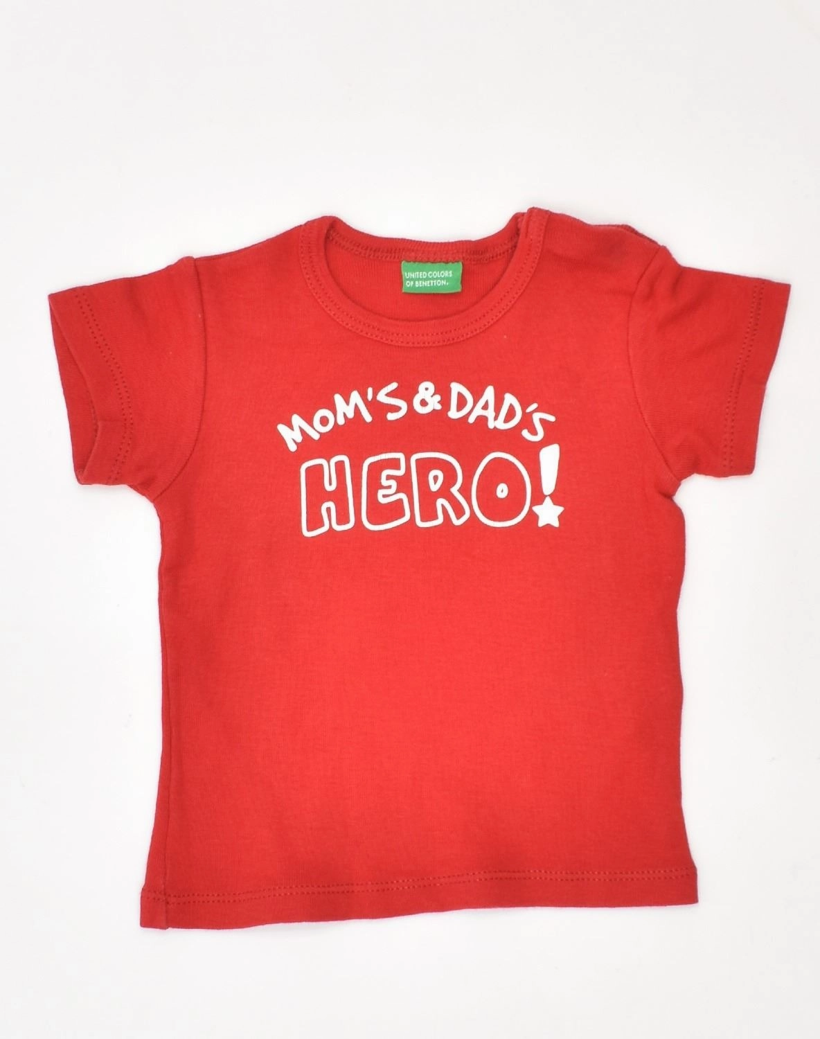 UNITED COLORS OF BENETTON Baby Boys Graphic T-Shirt Top 3-6 Months Red Lightweight Comfort Reinforced Collar