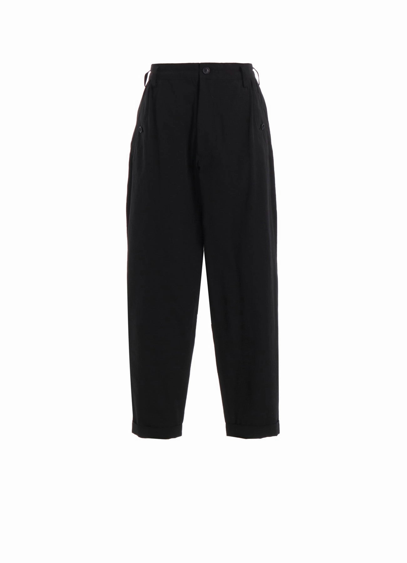 WAIST GATHERED PANTS WITH COTTON LINEN UNEVEN YARN CANVAS Minimal Design Lightweight insulation