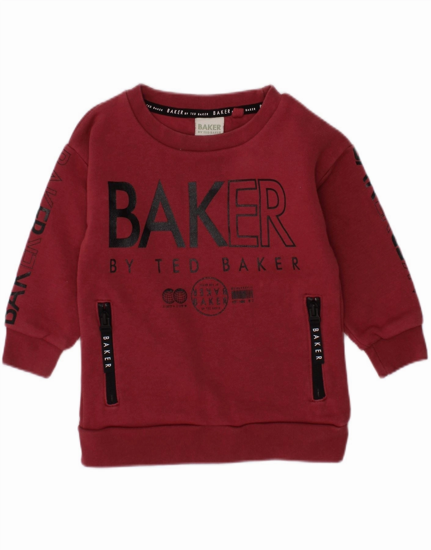 Perfect Layer Minimal Look TED BAKER Baby Boys Graphic Sweatshirt Jumper 12-18 Months Maroon Cotton