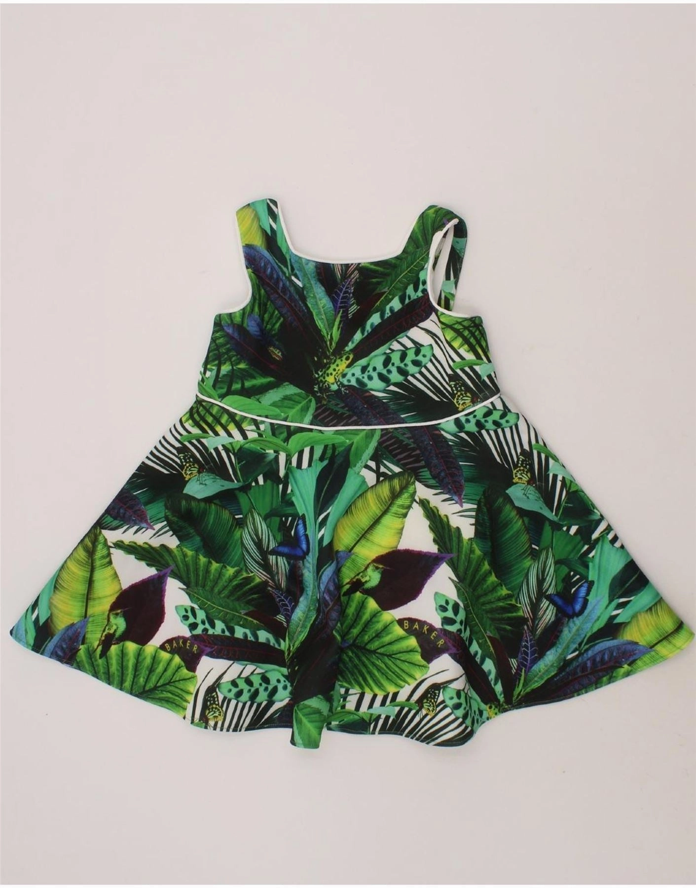 TED BAKER Baby Girls A-Line Dress 12-18 Months Green Floral Butterfly Soft Mesh Air Touch